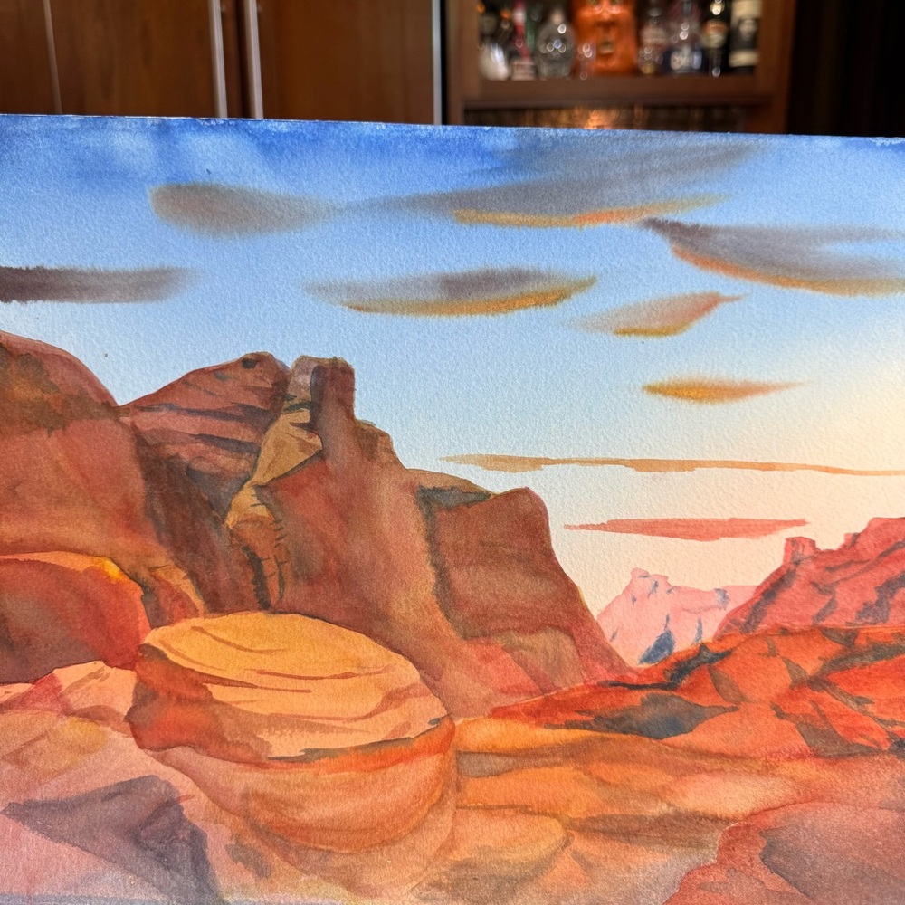 Sunset Canyon Art Watercolor